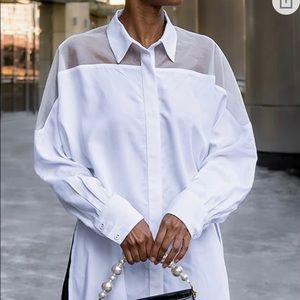 Signed by Blake Amazon the Drop Classic White Shirt with Sheer Panels